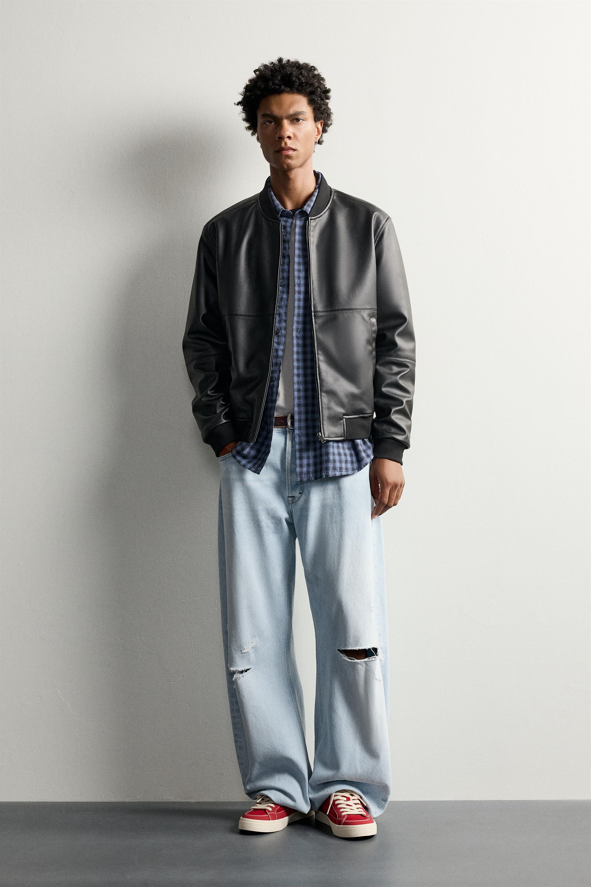 FAUX LEATHER BOMBER JACKET
